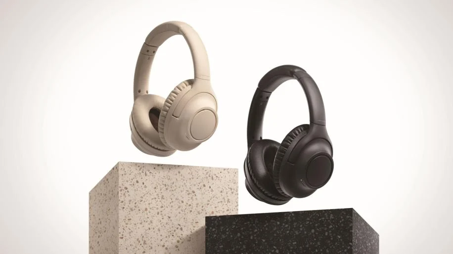 Audio-Technica ATH-S300BT wireless headphones in beige and black color.