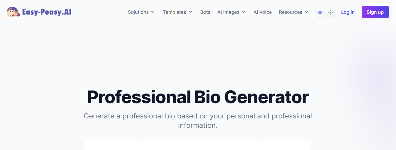 Easy-Peasy.AI Professional Bio Generator