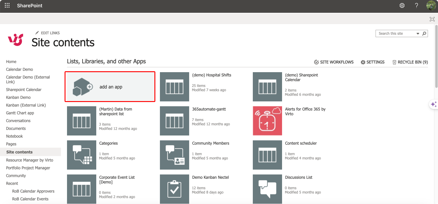 Click on “add an app” to create new app.