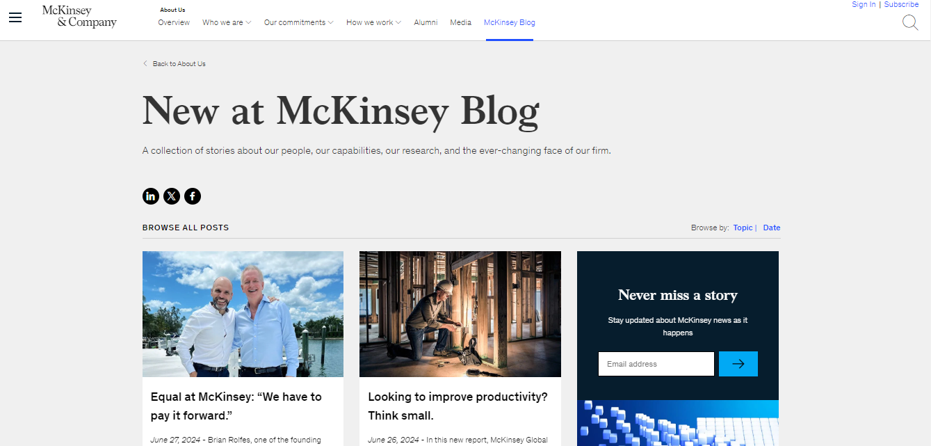 McKinsey & Company blog - one of the best corporate blogs