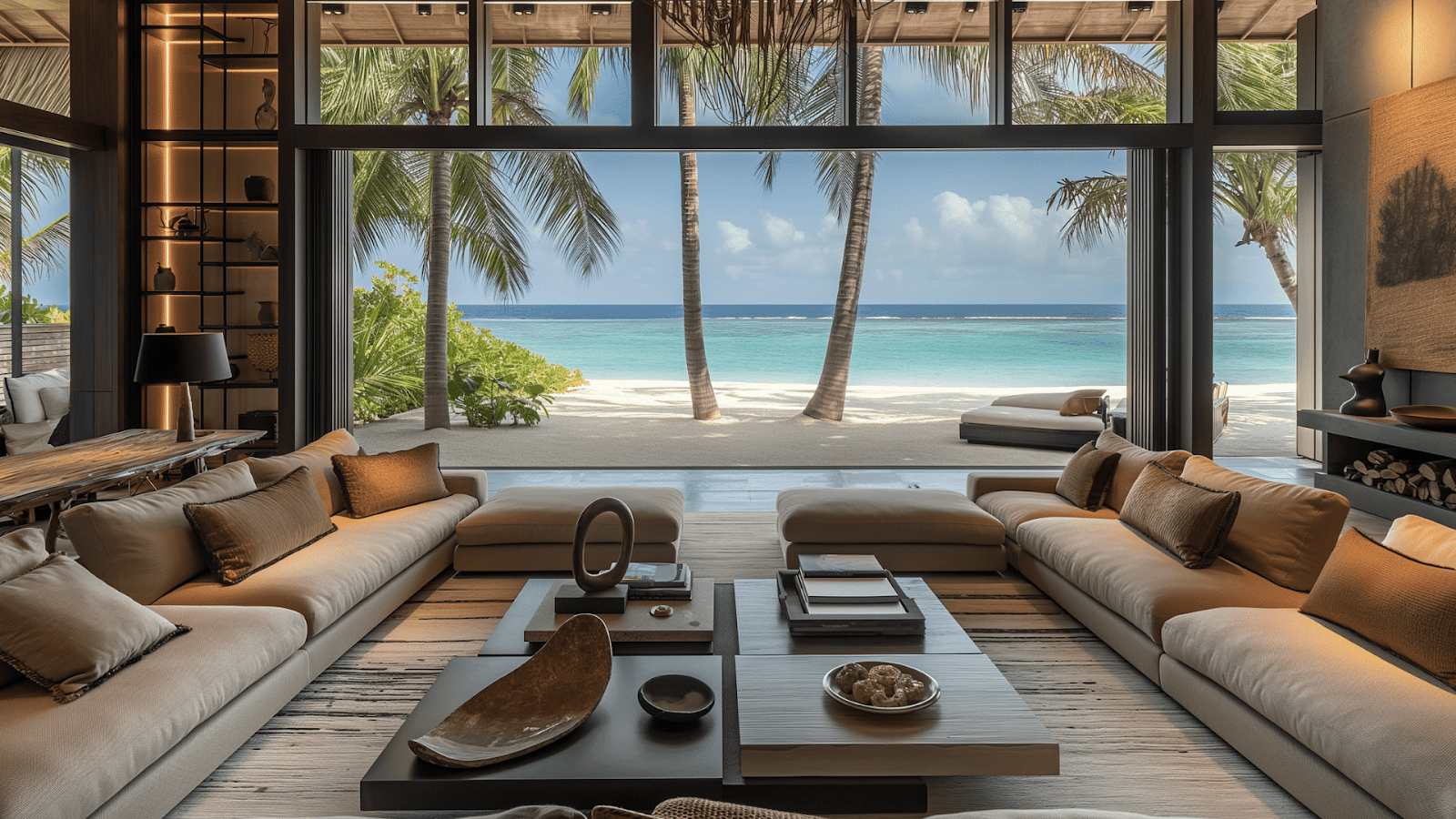 A breathtaking view from the living room of one of the luxury villas in the Maldives