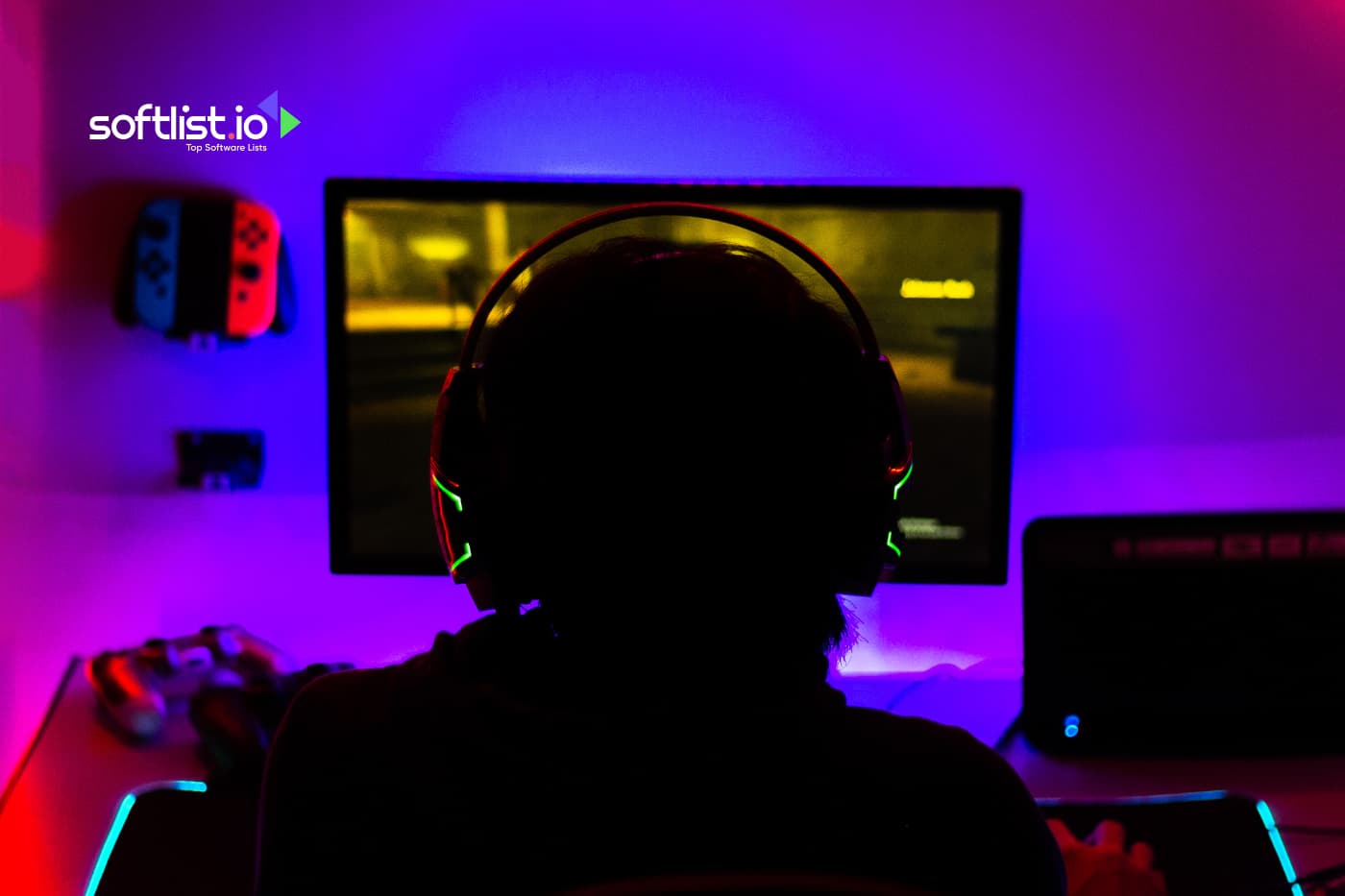 a gamer facing his computer