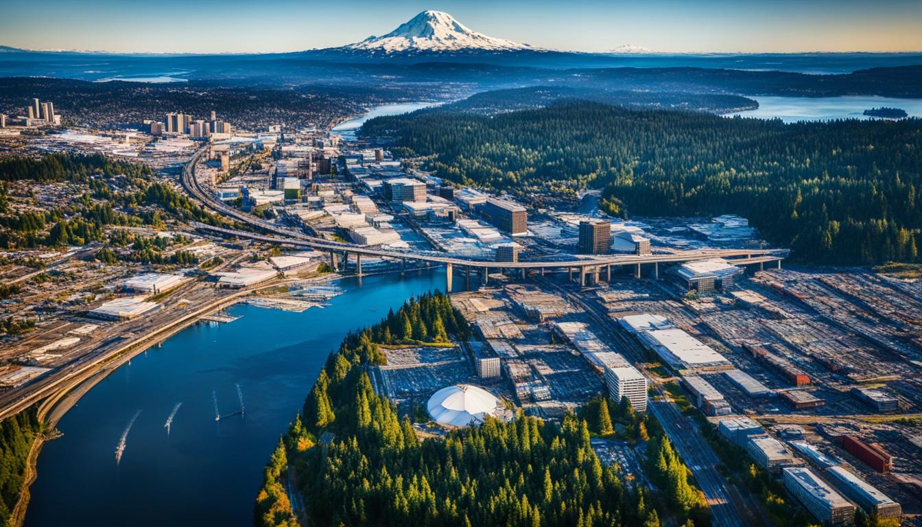 Map of cities near Tacoma, Washington