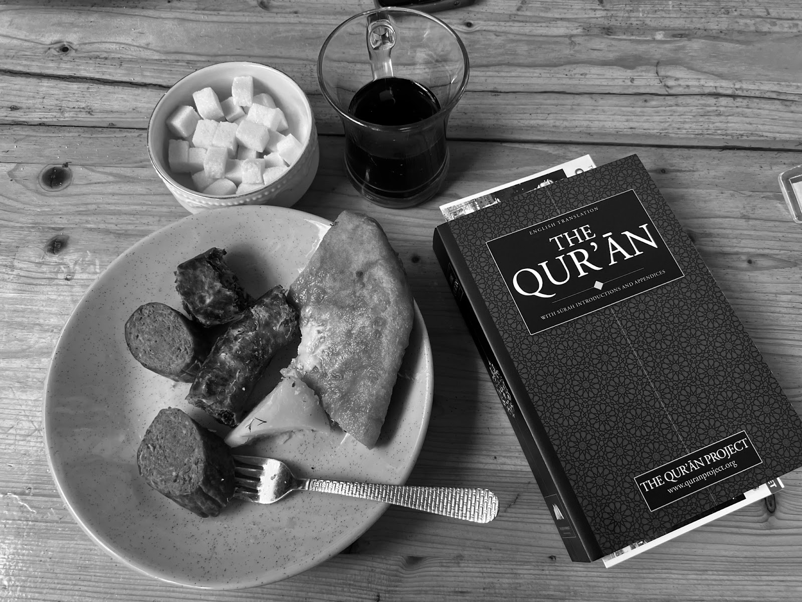 Horse Meat, pastry, chai, and holy book
