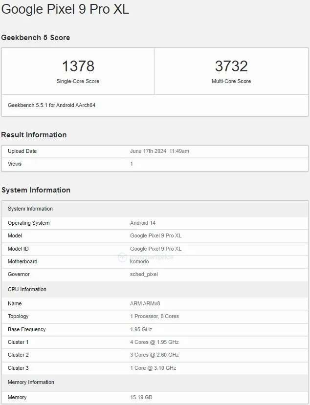Le Google Pixel 9 Pro XL apparaît sur Geekbench