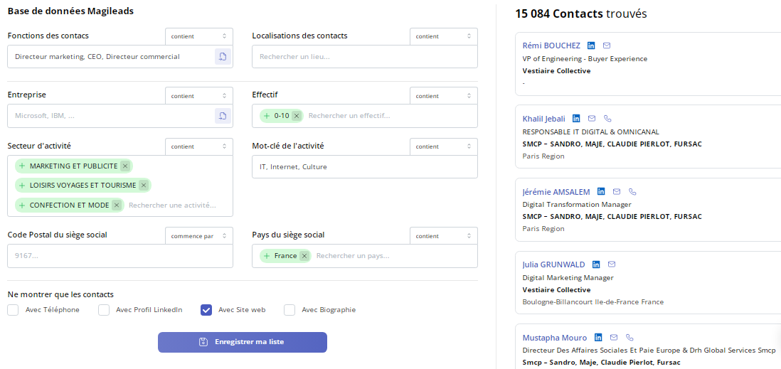 Magileads B2B-Datenbank