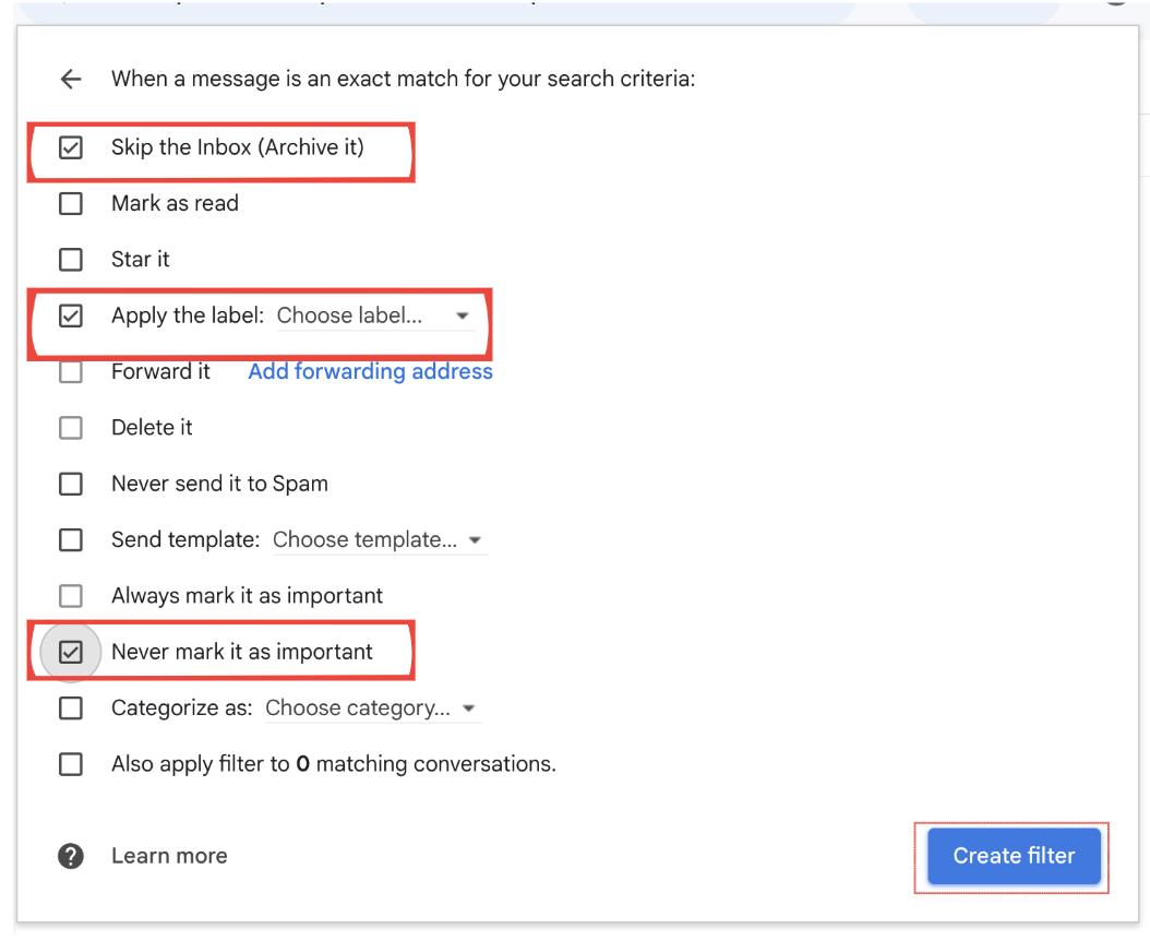 adding search criteria in gmail