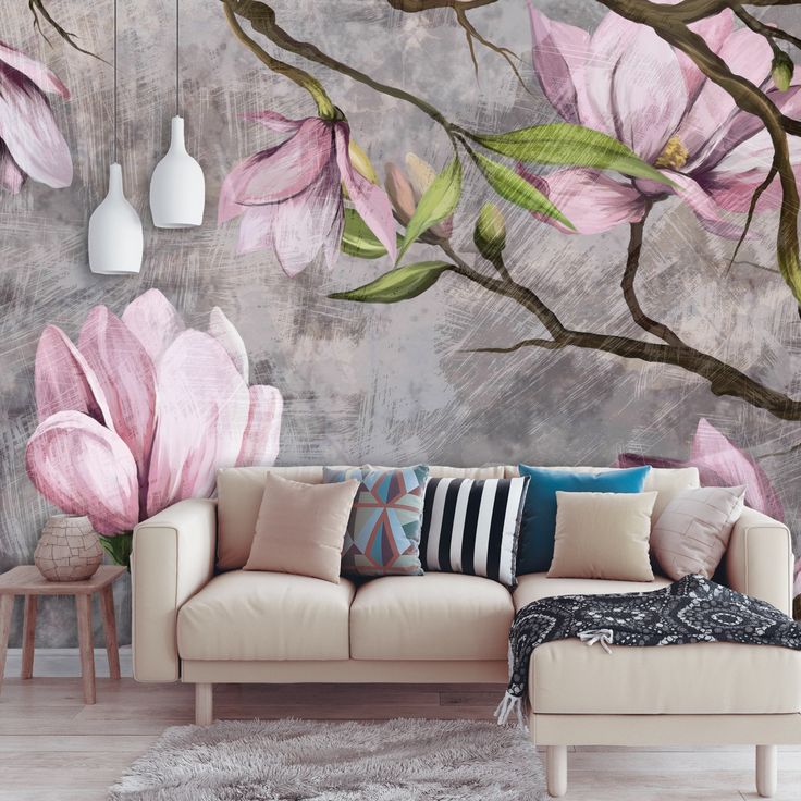 Floral Delights-The Best Wallpaper for the Living Room