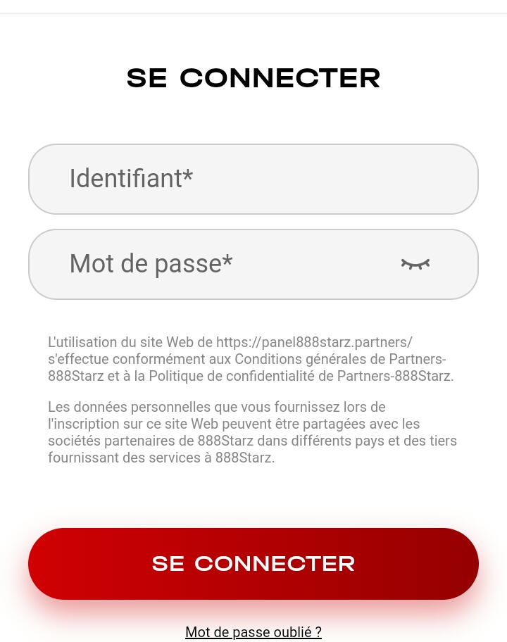 Connexion au compte partenanire