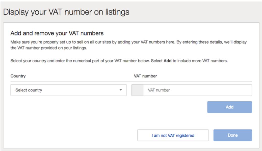 A sceenshot of how to display your VAT number on eBay listings