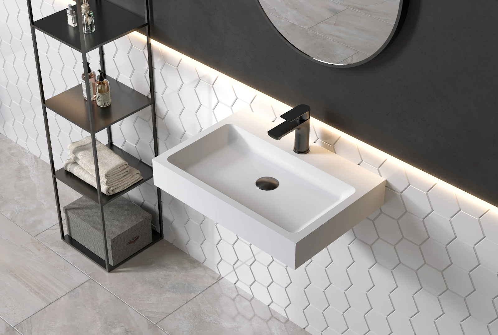 The application of solid surface in bathroom design