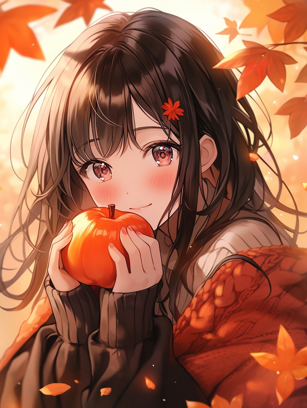 Girl DP for Instagram with an apple
