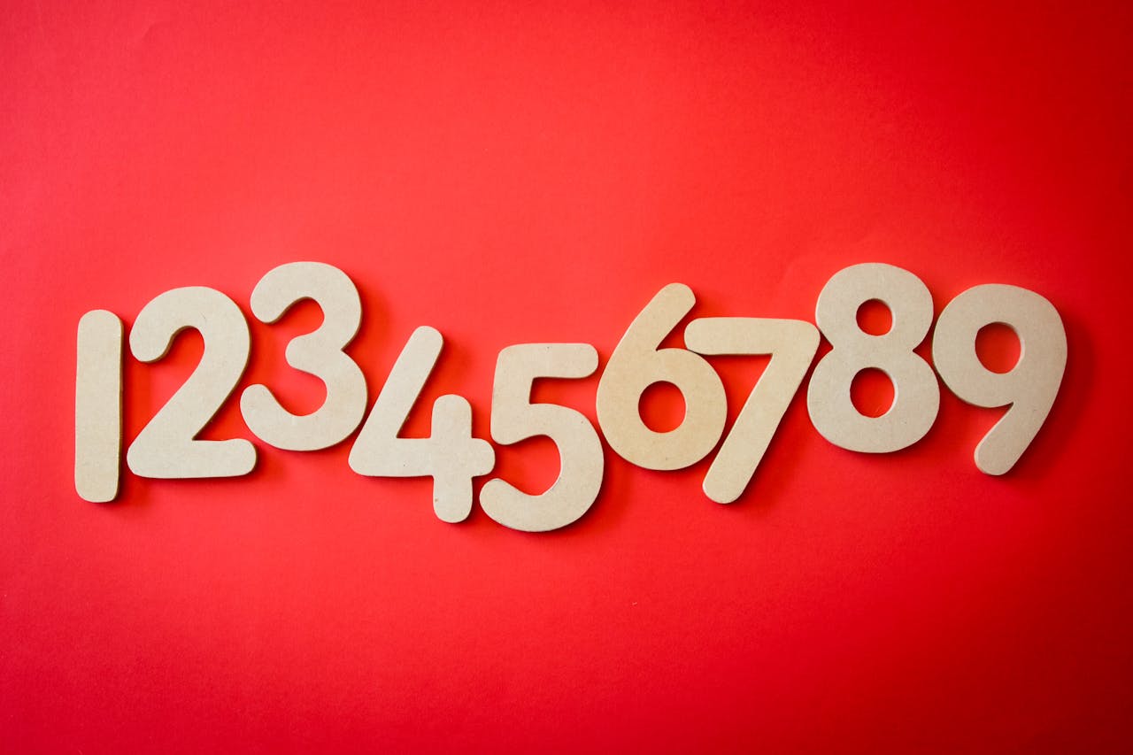 Image of a number 1-9 in a red background