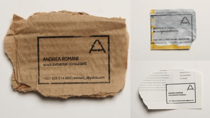modern business card design made with cardboard