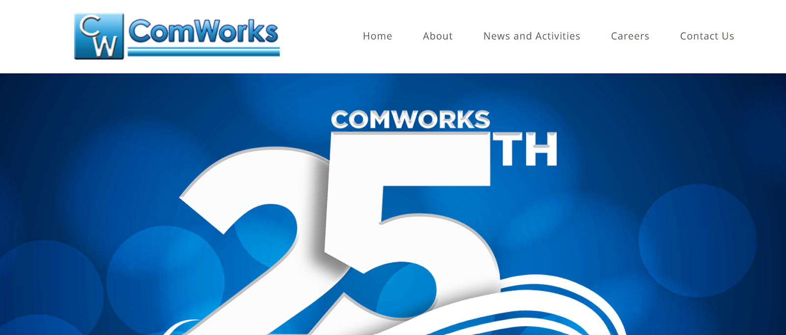 ComWorks website snapshot highlighting the services it offers.