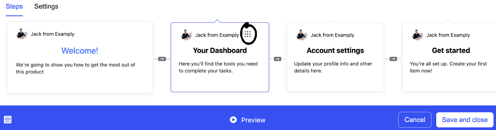 Intercom’s product tour dashboard builder