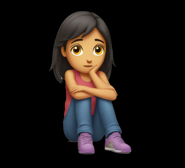 Sad Emoji DP Girl sitting on the floor