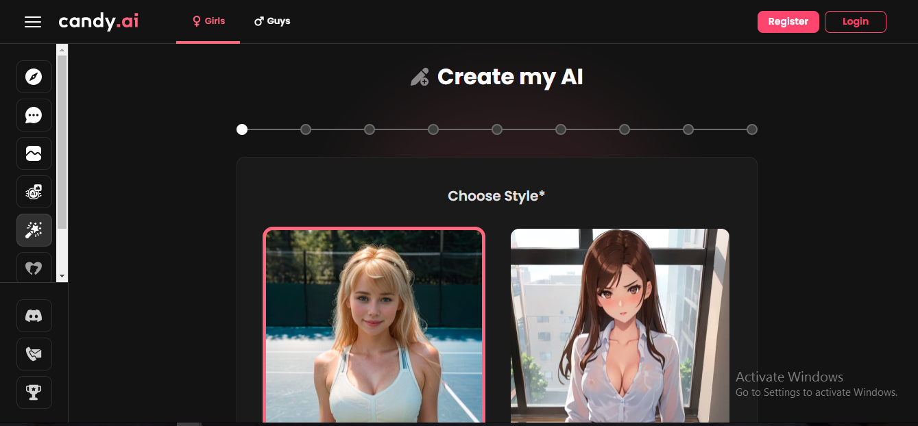 Creating an AI girlfriend on CandyAI