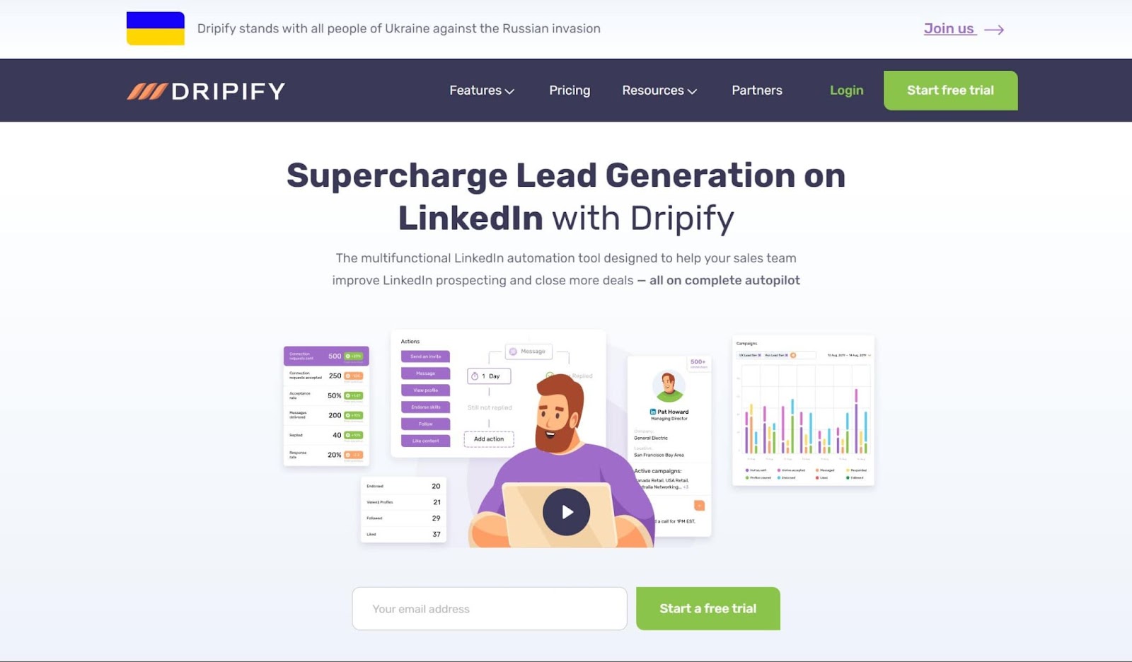 Screenshot of Dripify website