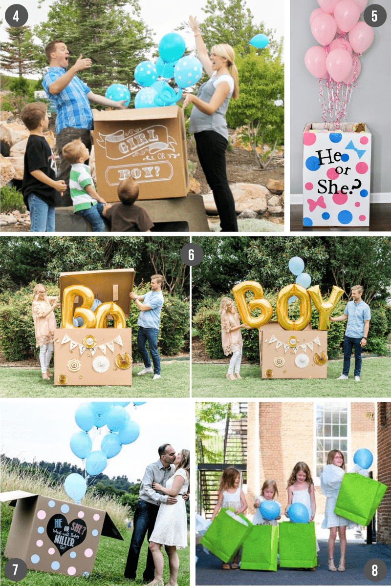 gender reveal with balloons