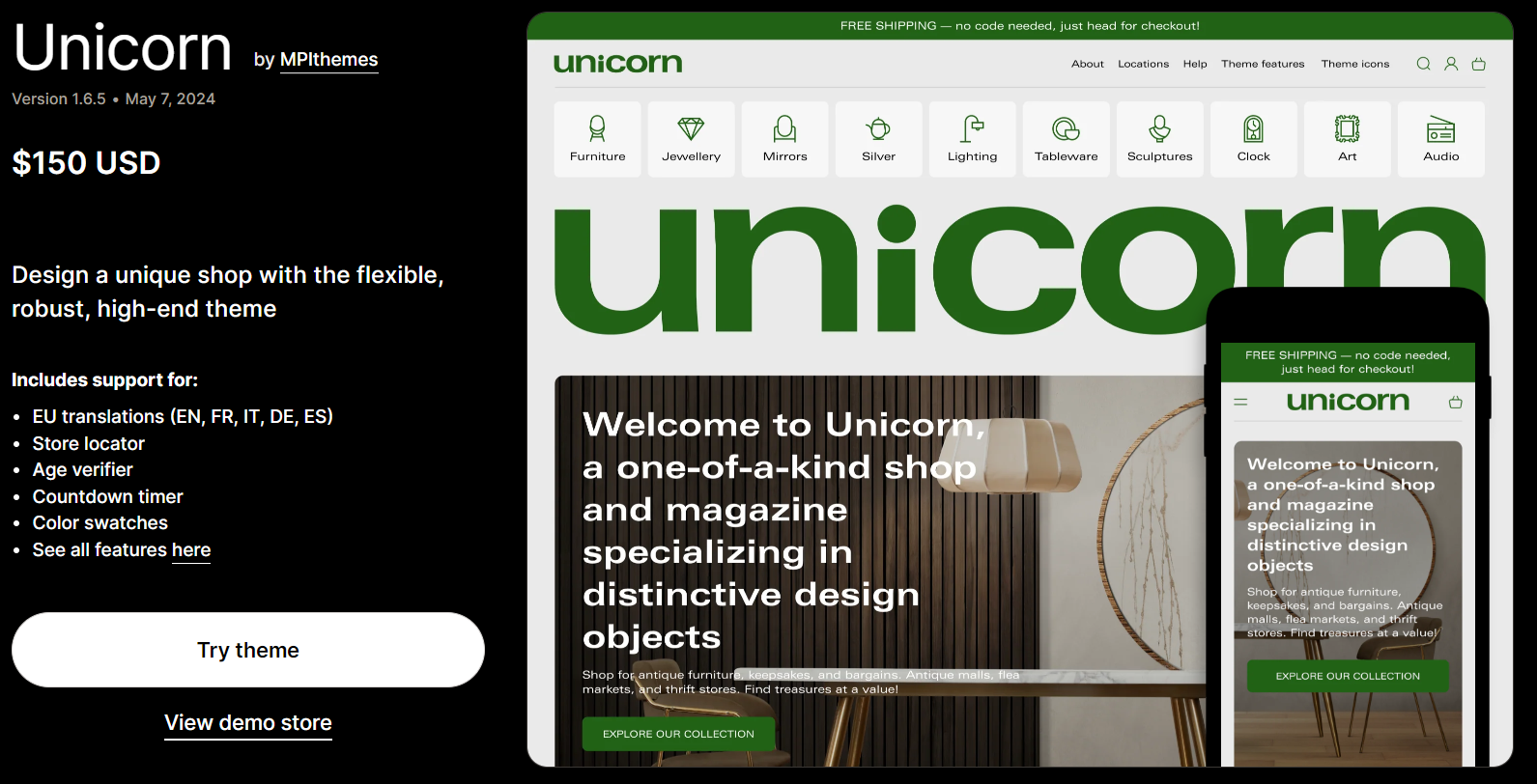 Unicorn - Paid Shopify themes