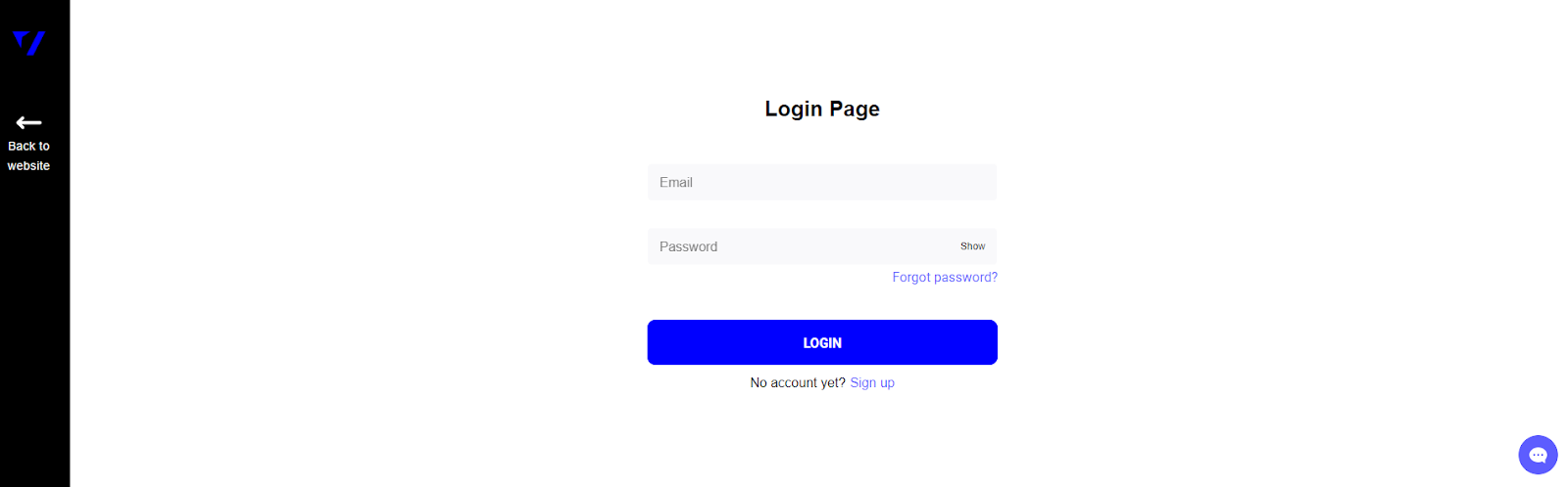 Ventorus login page with username and password fields.