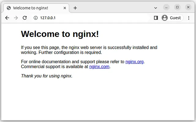 Nginx 기본 시작 페이지 http://127.0.0.1