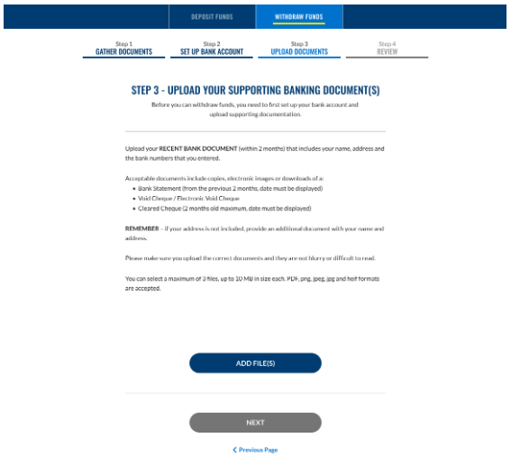 Upload your supporting documents