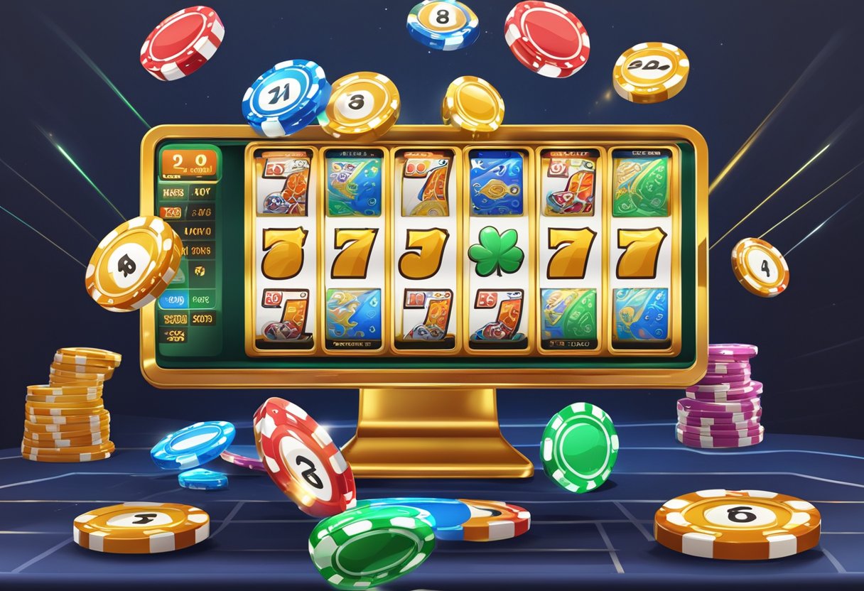 A computer screen displaying online lotto and casino games with modern graphics and trendy design elements