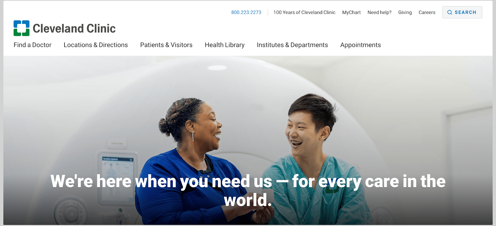 medical website example - cleveland clinic