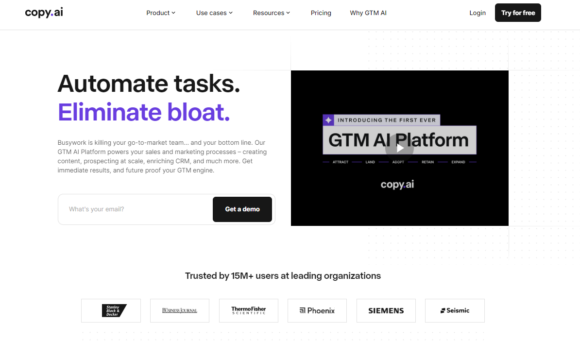 Copy.ai: Automate Tasks. Eliminate bloat.