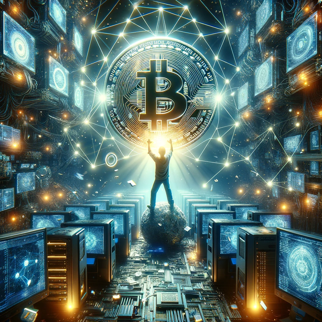 an image illustrating the concept of Proof of Work (PoW) in blockchain technology