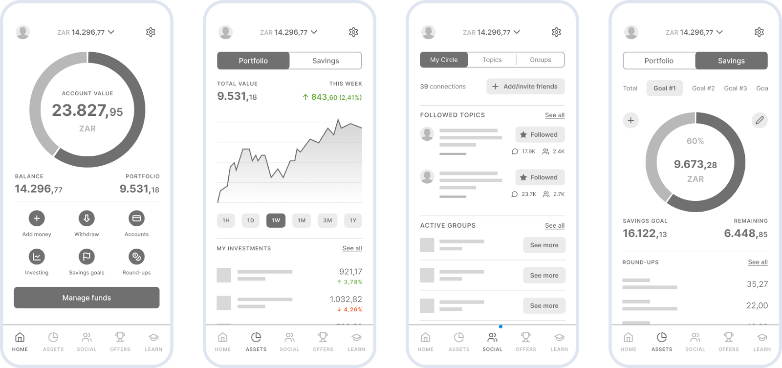 Expense tracker app wireframe