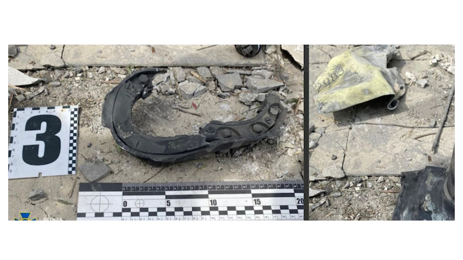 Fragments of the Russian missile that struck Okhmatdyt on July 8, 2024.
