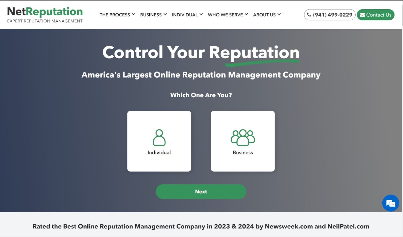 Screenshot NetReputation website