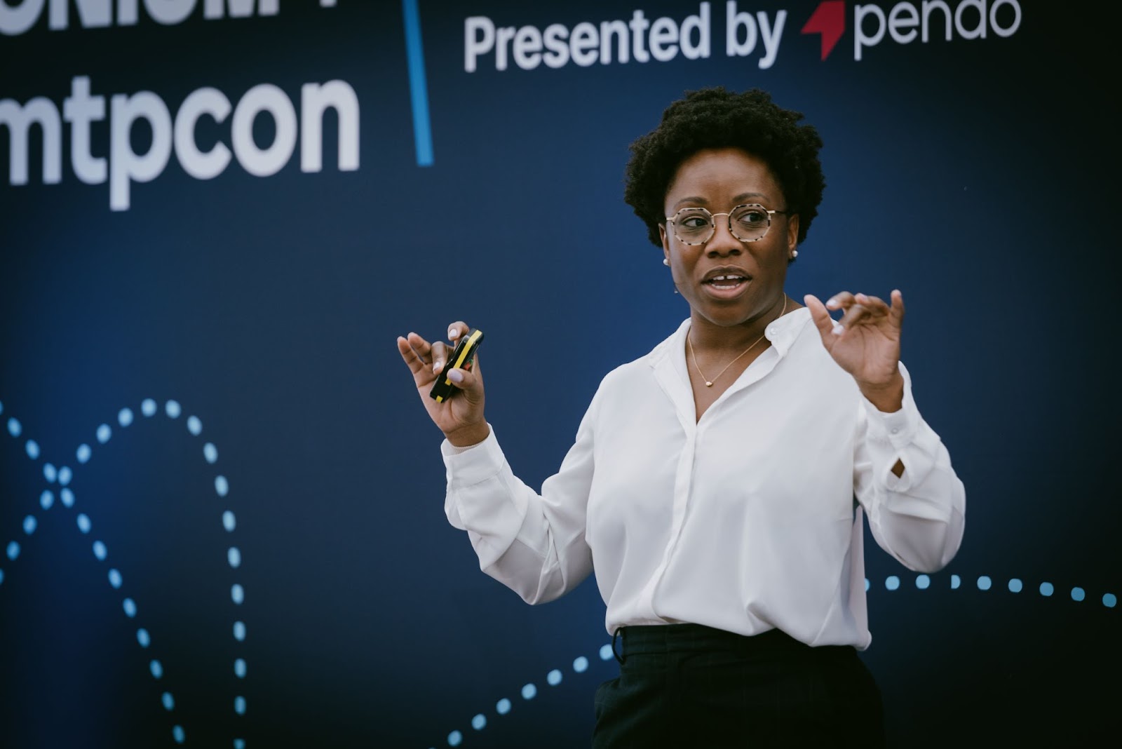 Ebi Atawodi in her keynote session at the Pendomonium+#mtpcon roadshow