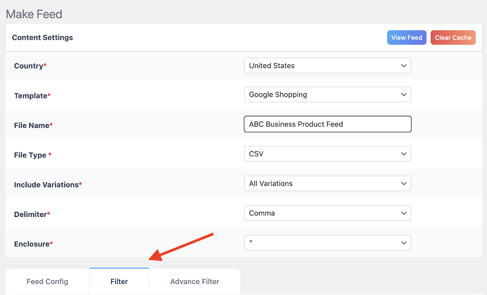 Filter or Advance Filter Option