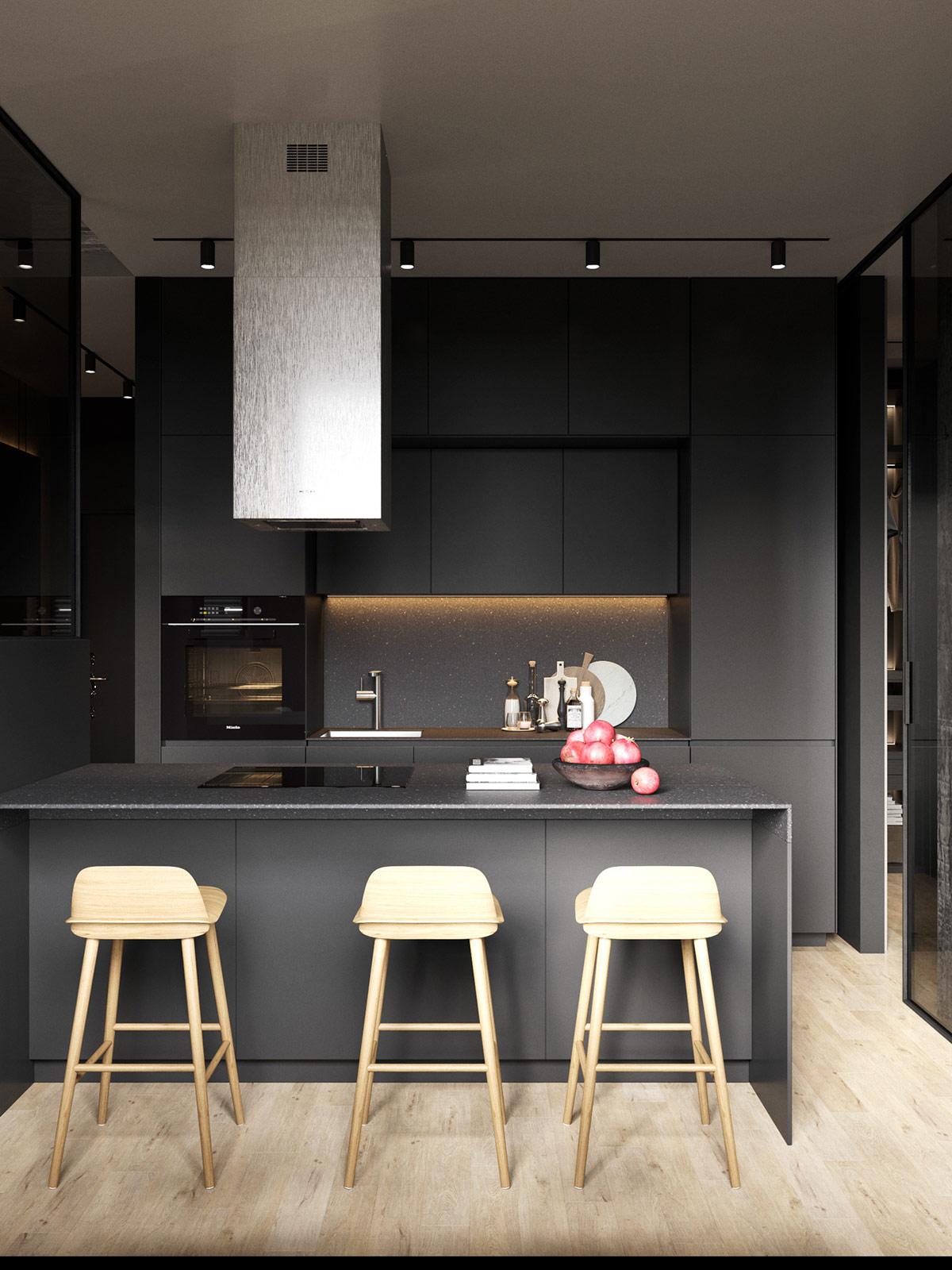 Sleek Black and Wood Kitchen Design in Singapore