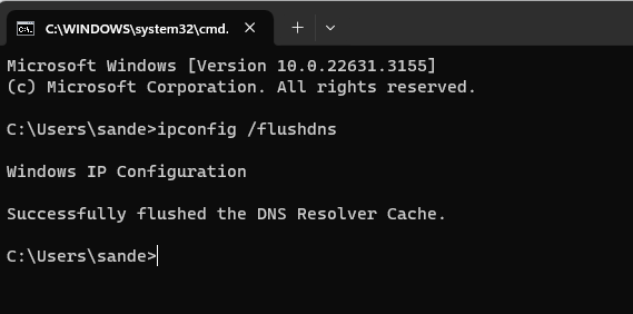 ipconfig /flushdns