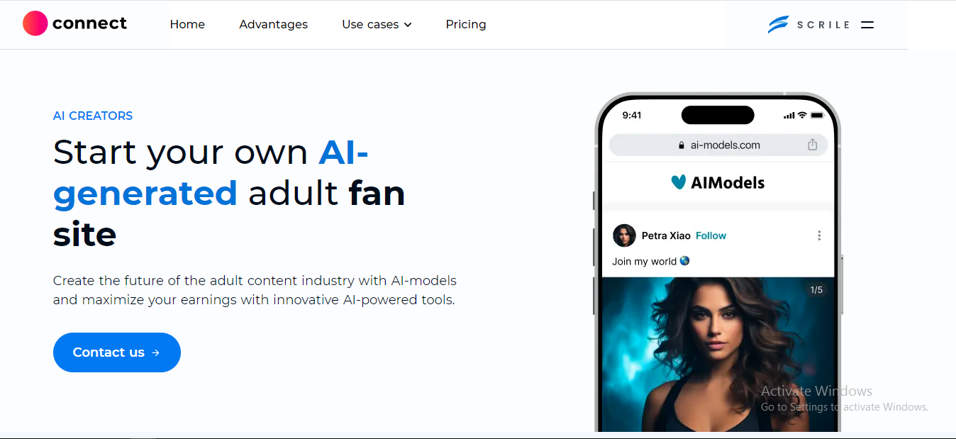 Start your own AI-Generated adult fan site on Scrile Connect