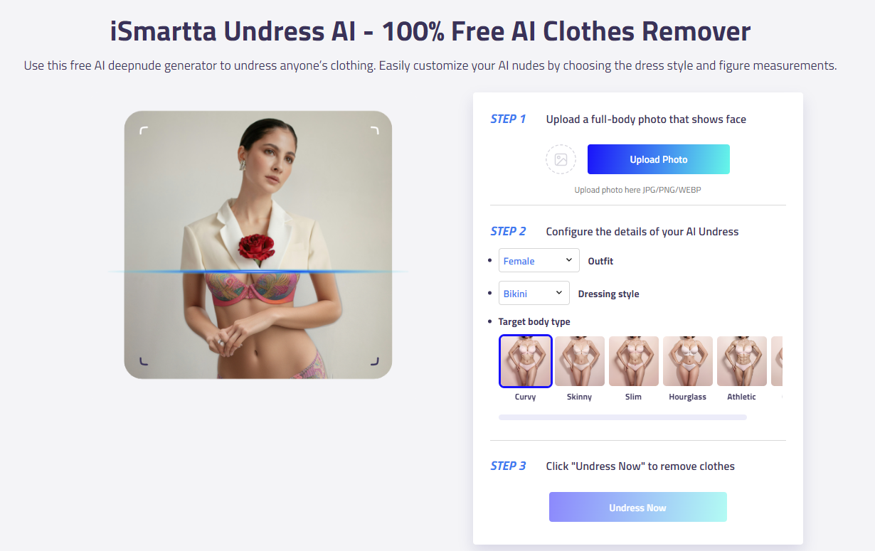 iSmartta Undress AI - 100% Free Sexy AI Image Generator