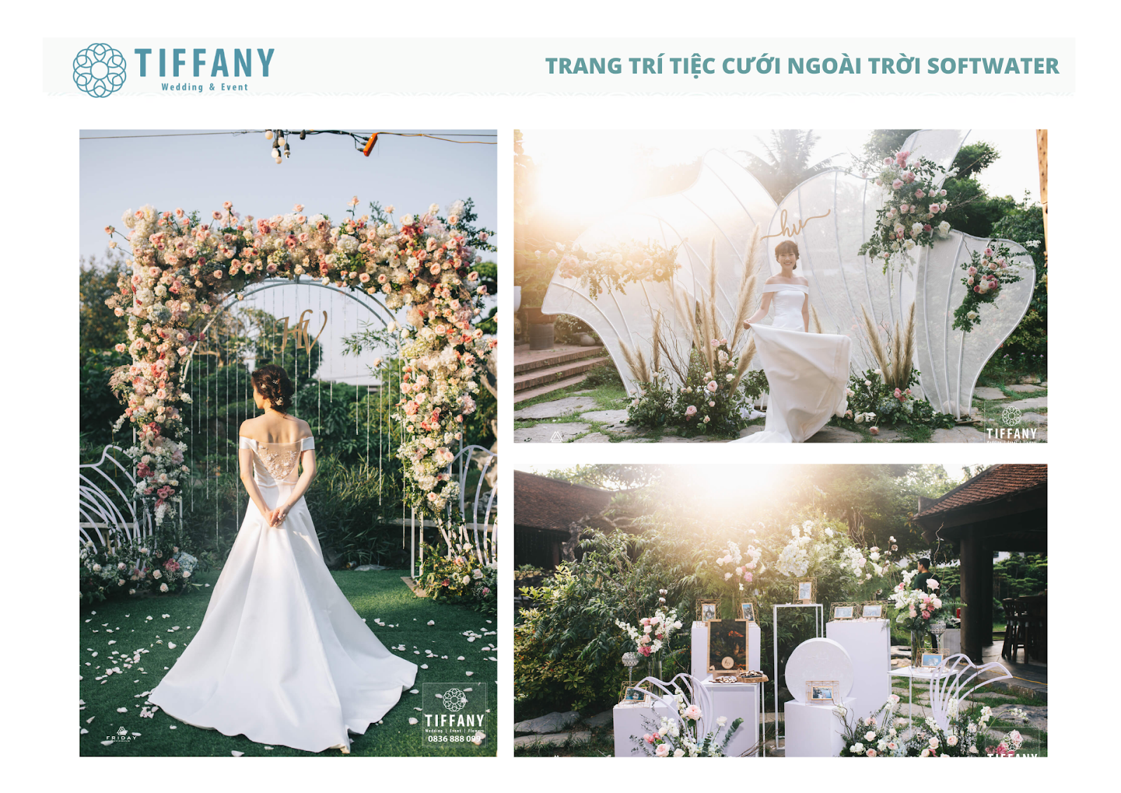 Hình ảnh tổng quan về mẫu Decor tiệc cưới ngoài trời Dream Flower Gate