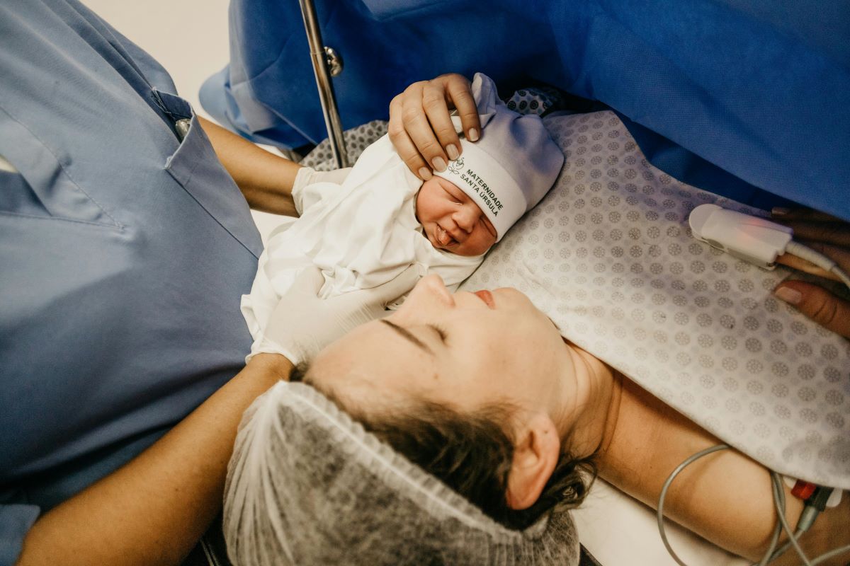 Mother and a Baby in a hospital bed