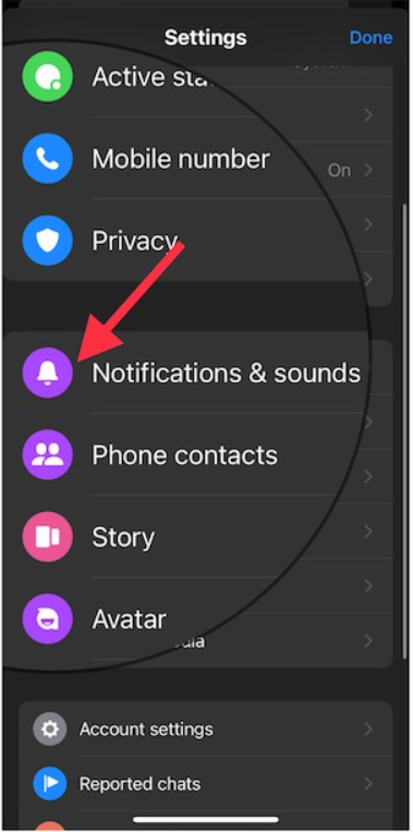 You will see a “Notifications and Sound” tab. Click on it.