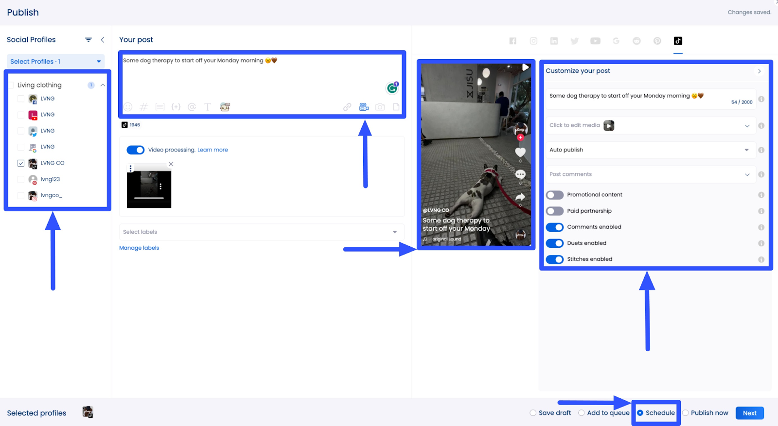 How to change tiktok username: User interface of Vista Social