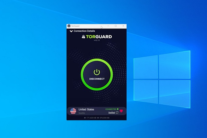 TorGuard connected to a VPN server