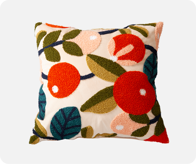 Our tufted Freya Square Cushion Cover on a white background.