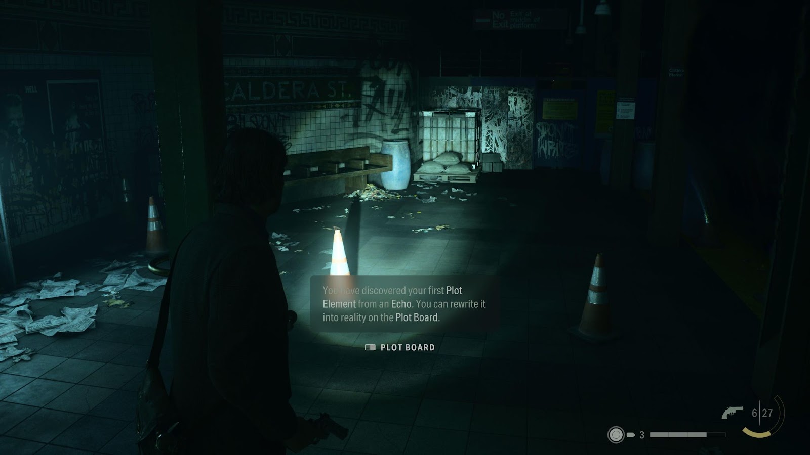 An in game screenshot of how the Echoes contain plot elements in Alan Wake 2