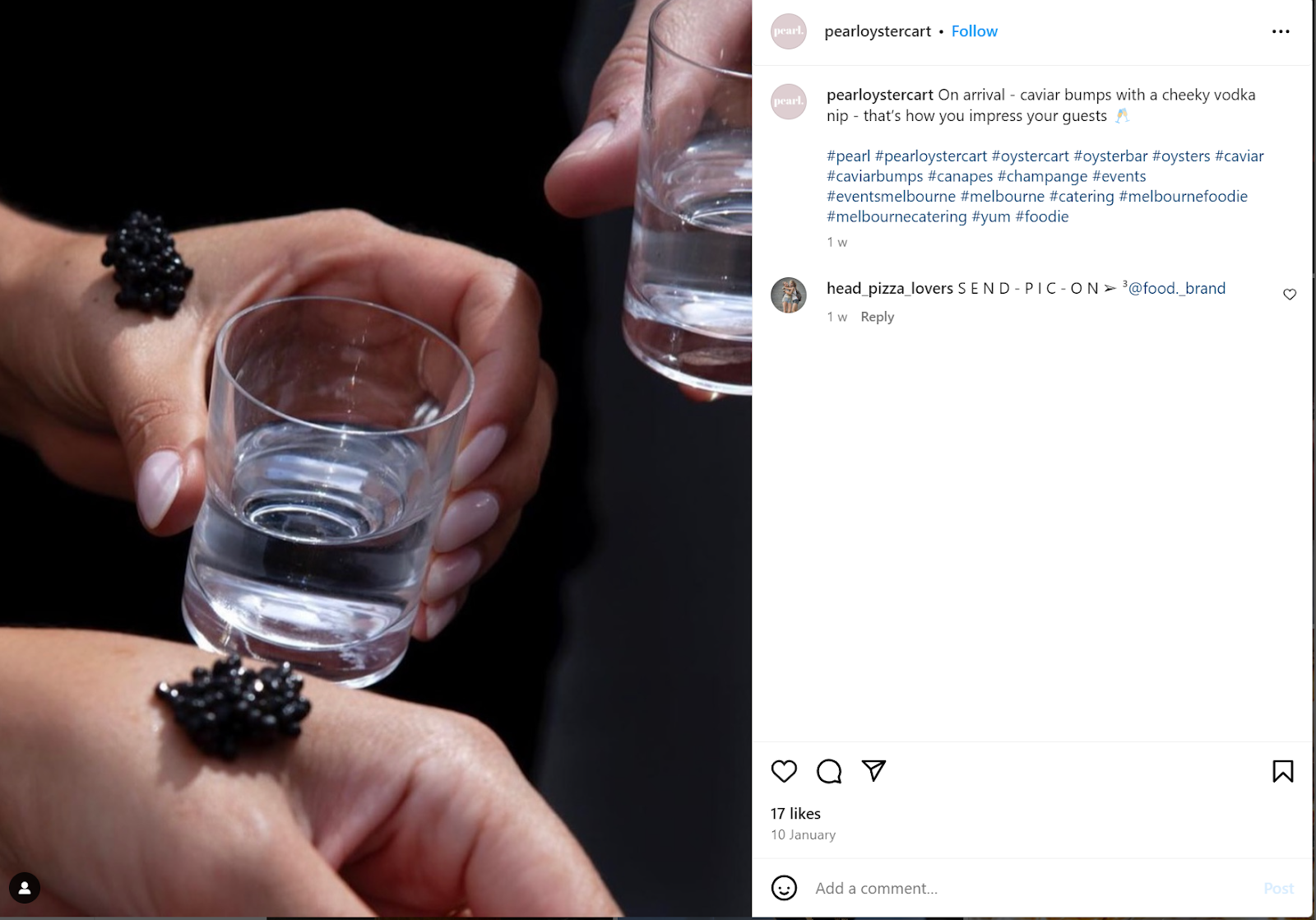 plant based caviar social media post