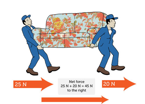 Workers illustrating the concept of net force